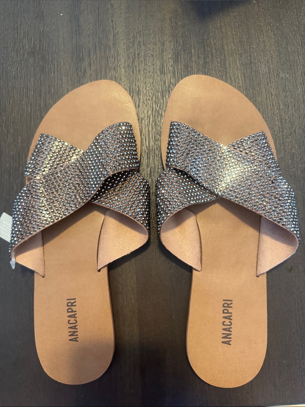 Anacapri Rose Gold Crystal-Embellished Slide Sandals - Women's